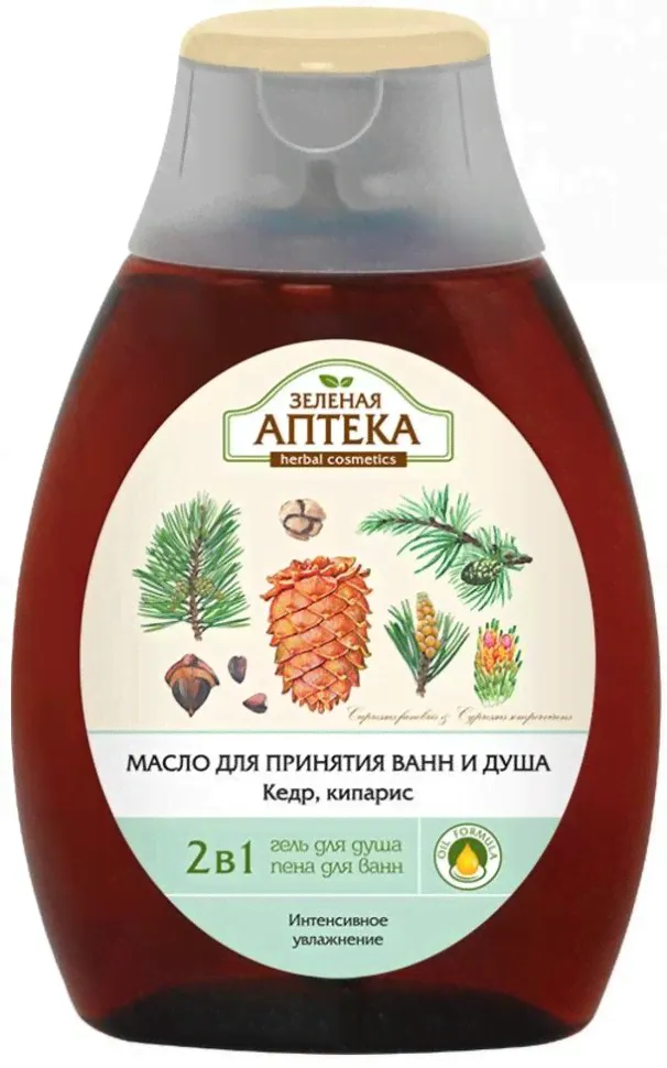Масло для принятия ванн и душа Кедр Кипарис Зеленая аптека, 250 мл