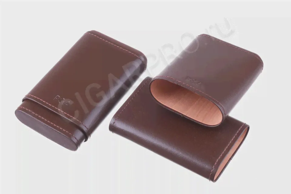 Чехол P&A на 4 сигары Робусто, натуральная кожа и кедр S202-Brown-0