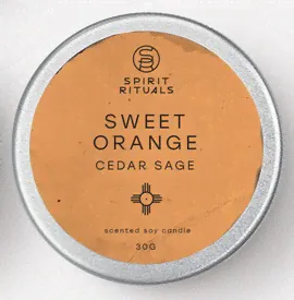 SWEET ORANGE CEDAR SAGE Scented Soy Candle, Spirit Rituals (СЛАДКИЙ АПЕЛЬСИН КЕДР ШАЛФЕЙ соевая мини-свеча с эфирными маслами), 30 г.-0