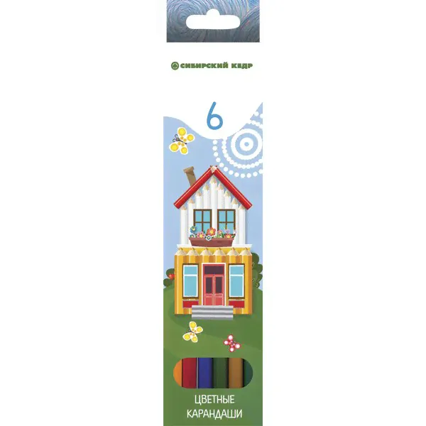 Карандаши цветные 6 шт. Сибирский Кедр. Карандашная деревня СК053/06-0