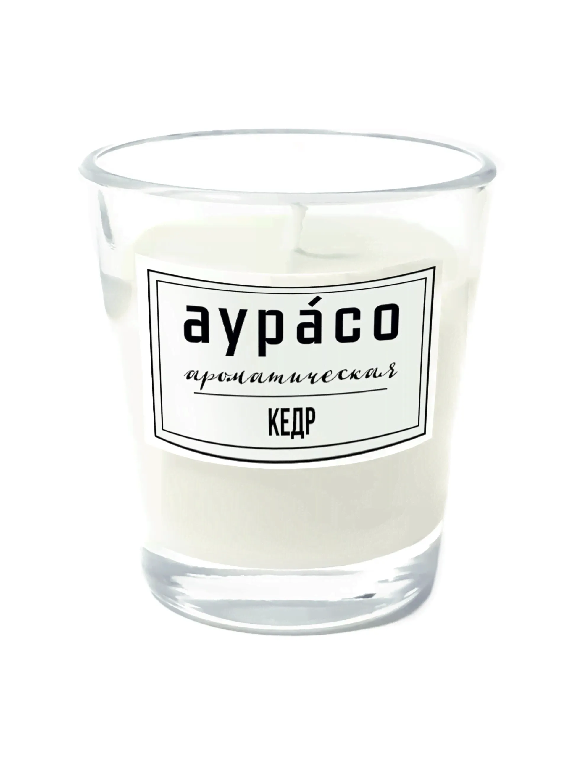 Кедр - ароматическая свеча Аурасо из 100 % соевого воска, 5x4 см, 100 гр, белая, 1 шт.-0