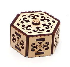 Эксклюзивная шкатулка шестигранная ажурная из дерева кедр арт.8616-75